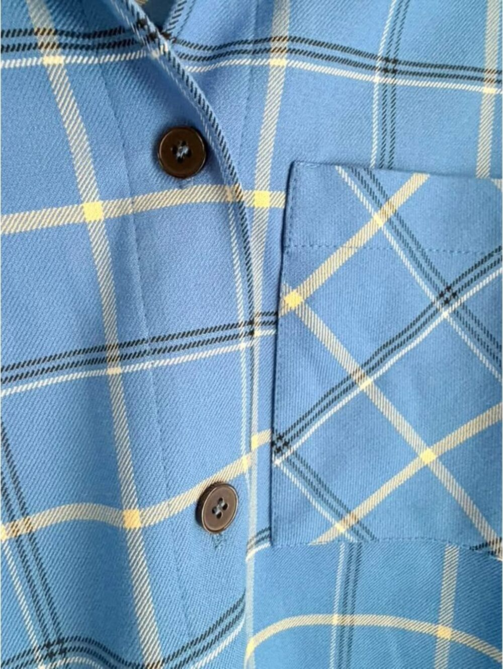Dress by Stesha Moscow Designer Blue Plaid Oversized Button Down Shirt Size S-M - Picture 6 of 15